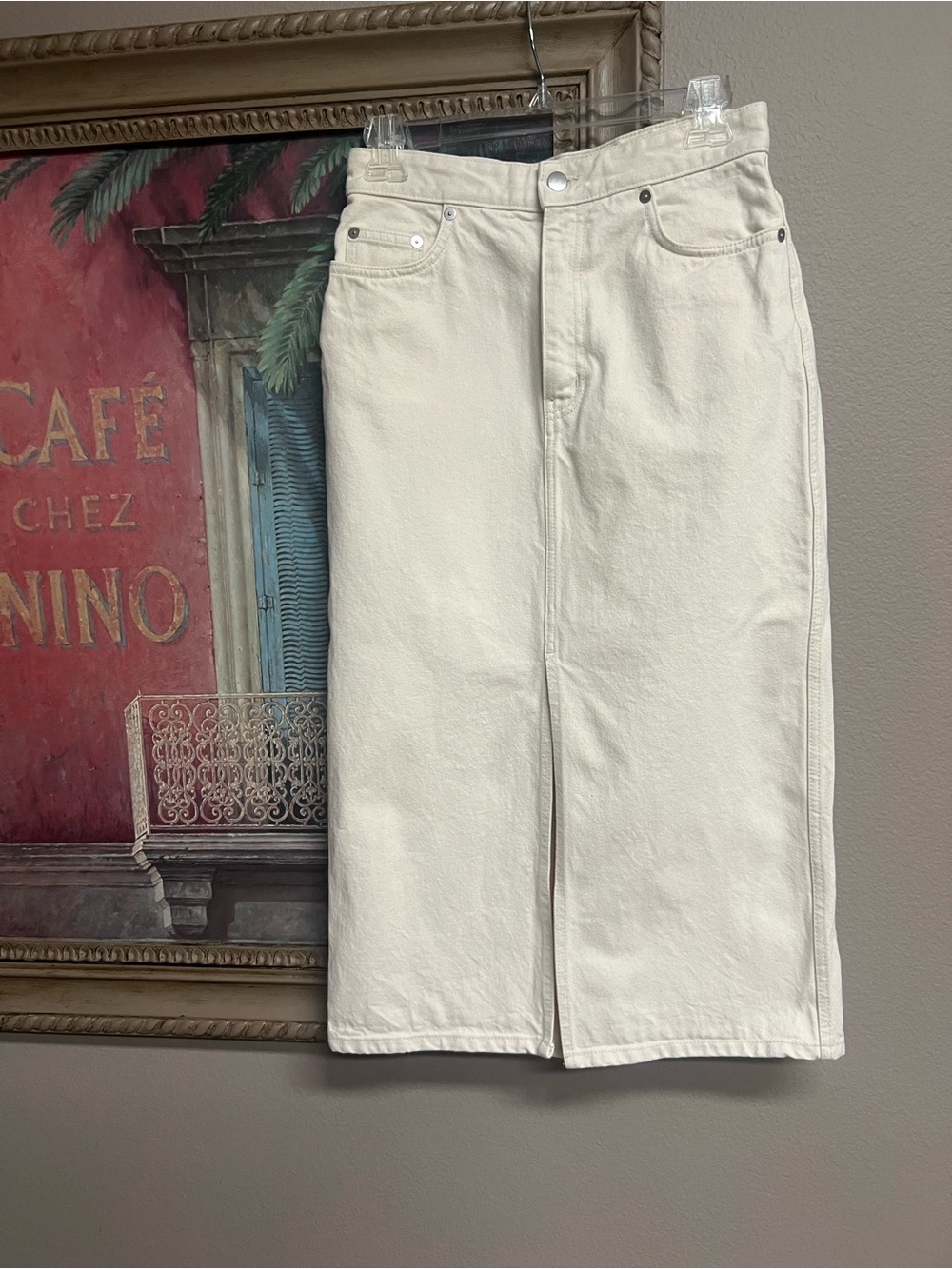 & Other Stories Cream Midi Denim Skirt